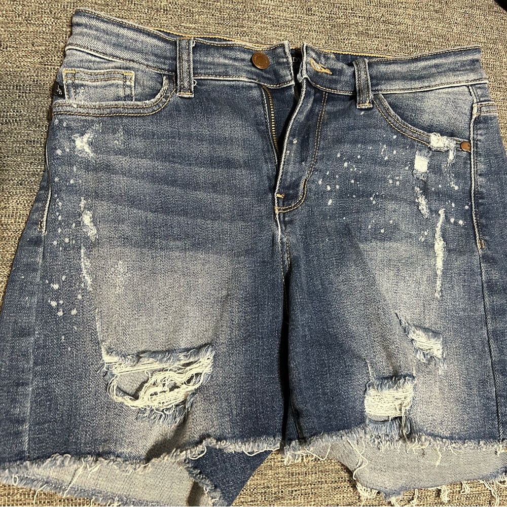 Judy Blue Distressed Blue Jean Shorts